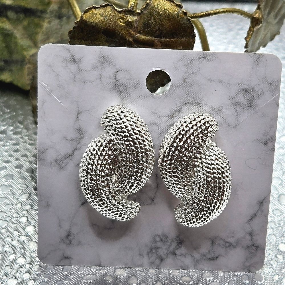 "5/$25" Chunky Silvertone Swirl Post Stud Earrings